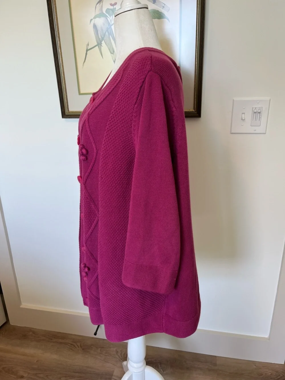 CJ Banks Fuchsia Button-Front Knit Cardigan - Picture 5 of 6